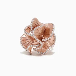 Effy Jewelry Pave Rose 14K Rose Gold Diamond Flower Ring, 0.90 TCW | Rings