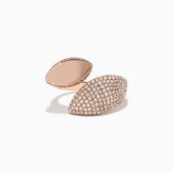 Effy Jewelry Pave Rose 14k Rose Gold Open Shank Diamond Bypass Ring | Rings