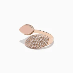 Effy Jewelry Pave Rose 14k Rose Gold Open Shank Diamond Bypass Ring | Rings