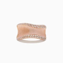 Effy Jewelry Pave Rose 14k Textured Rose Gold Diamond Ring | Rings