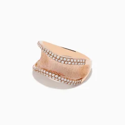 Effy Jewelry Pave Rose 14k Textured Rose Gold Diamond Ring | Rings