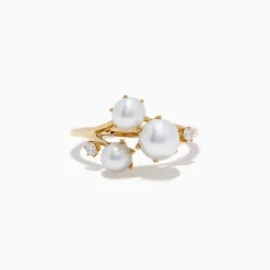 Effy Jewelry Pearl 14K Yellow Gold Diamond and Pearl Cluster Ring | Rings