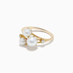 Effy Jewelry Pearl 14K Yellow Gold Diamond and Pearl Cluster Ring | Rings