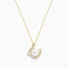 Effy Jewelry Pearl 14K Yellow Gold Pearl and Diamond Ribbon Necklace | Necklaces & Pendants