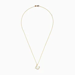Effy Jewelry Pearl 14K Yellow Gold Pearl and Diamond Ribbon Necklace | Necklaces & Pendants