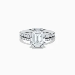 Effy Jewelry Reverie 14K White Gold Lab Grown Diamond Ring and Band Set | Rings