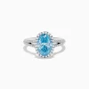 Effy Jewelry Reverie 14K White Gold Lab Grown Blue and White Diamond Ring | Rings