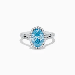 Effy Jewelry Reverie 14K White Gold Lab Grown Blue and White Diamond Ring | Rings