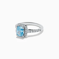 Effy Jewelry Reverie 14K White Gold Lab Grown Blue and White Diamond Ring | Rings
