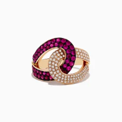 Effy Jewelry Rosa 14K Rose Gold Ruby and Diamond Intertwined Ring, 1.15 TCW | Rings