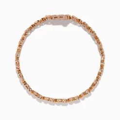 Effy Jewelry Rose Plated Sterling Silver Diamond Hearts Tennis Bracelet | Bracelets