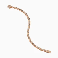 Effy Jewelry Rose Plated Sterling Silver Diamond Hearts Tennis Bracelet | Bracelets