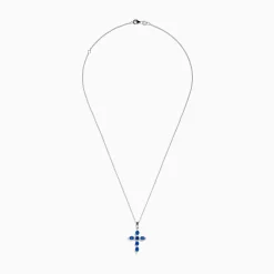 Effy Jewelry Royal Bleu 14K White Gold Blue Sapphire Cross Pendant | Necklaces & Pendants