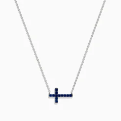 Effy Jewelry Royal Bleu 14K White Gold Sapphire Cross Necklace | Necklaces & Pendants