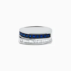 Effy Jewelry Royal Bleu 14K White Gold Sapphire and Diamond Band Ring | Rings
