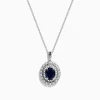 Effy Jewelry Royal Bleu 14K White Gold Sapphire u0026 Diamond Halo Pendant | Necklaces & Pendants