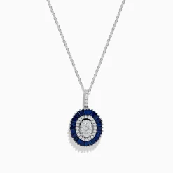 Effy Jewelry Royal Bleu 14K White Gold Sapphire and Diamond Pendant | Necklaces & Pendants