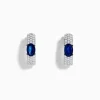 Effy Jewelry Royal Bleu 14K White Gold Sapphire and Diamond Huggie Earrings | Earrings