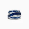 Effy Jewelry Royal Bleu 14K White Gold Sapphire and Diamond Crossover Ring | Rings