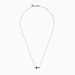 Effy Jewelry Royal Bleu 14K White Gold Sapphire Cross Necklace | Necklaces & Pendants