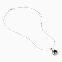 Effy Jewelry Royal Bleu 14K White Gold Sapphire u0026 Diamond Halo Pendant | Necklaces & Pendants