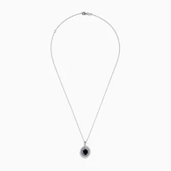 Effy Jewelry Royal Bleu 14K White Gold Sapphire u0026 Diamond Halo Pendant | Necklaces & Pendants