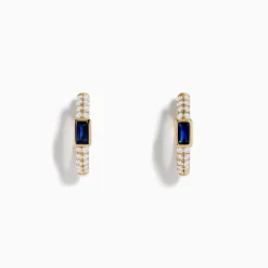 Effy Jewelry Royal Bleu 14K Yellow Gold Sapphire and Diamond Earrings | Earrings