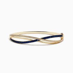 Effy Jewelry Royal Bleu 14K Yellow Gold Blue Sapphire and Diamond Bangle | Bracelets