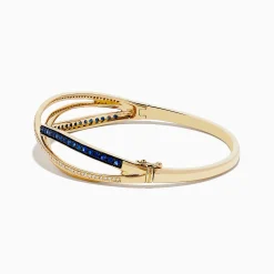 Effy Jewelry Royal Bleu 14K Yellow Gold Blue Sapphire and Diamond Bangle | Bracelets