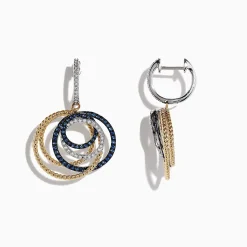 Effy Jewelry Royale Bleu 14K 2-Tone Gold Sapphire u0026 Diamond Earrings, 1.11 TCW | Earrings