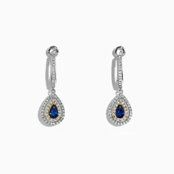 BH Multi Royale Bleu 14K Two Tone Gold Sapphire and Diamond Earrings, 0.93 TCW | Earrings