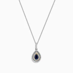BH Multi Royale Bleu 14K Two Tone Gold Sapphire and Diamond Pendant, 0.38 TCW | Necklaces & Pendants