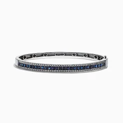 Effy Jewelry Royale Bleu 14K White Gold Natural Blue Sapphire u0026 Diamond Bangle, 3.60 TCW | Bracelets