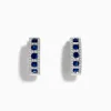 Effy Jewelry Royale Bleu 14K White Gold Sapphire u0026 Diamond Hoop Earrings, 1.03 TCW | Earrings