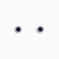 Effy Jewelry Royale Bleu 14K White Gold Sapphire u0026 Diamond Stud Earrings, 0.47 TCW | Earrings
