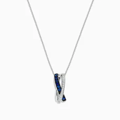 Effy Jewelry Royale Bleu 14K White Gold Blue Sapphire and Diamond Pendant, 0.26 TCW | Necklaces & Pendants
