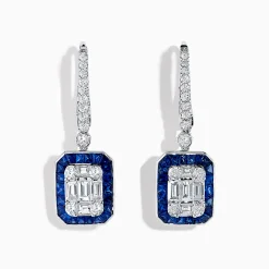 Effy Jewelry Royale Bleu 14K White Gold Diamond and Sapphire Drop Earrings | Earrings