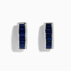 Effy Jewelry Royale Bleu 14K White Gold Blue Sapphire and Diamond Earrings | Earrings