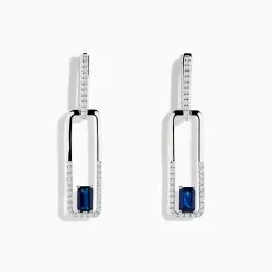 Effy Jewelry Royale Bleu 14K White Gold Sapphire and Diamond Drop Earrings | Earrings