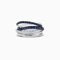 Effy Jewelry Royale Bleu 14K White Gold Blue Sapphire u0026 Diamond Ring, 0.91 TCW | Rings