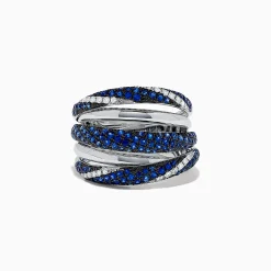 BH Multi Royale Bleu 14K White Gold Sapphire and Diamond Ring, 1.04 TCW | Rings