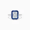 BH Multi Royale Bleu 14K White Gold Blue Sapphire and Diamond Deco Ring | Rings