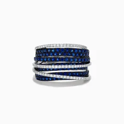 BH Multi Royale Bleu 14K White Gold Blue Sapphire and Diamond Crossover Ring | Rings