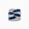 Effy Jewelry Royale Bleu 14K White Gold Blue Sapphire and Diamond Crossover Ring | Rings