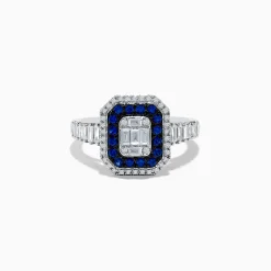 Effy Jewelry Royale Bleu 14K White Gold Blue Sapphire and Diamond Ring | Rings