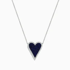 Effy Jewelry Royale Bleu 14K White Gold Blue Sapphire and Diamond Heart Necklace | Necklaces & Pendants