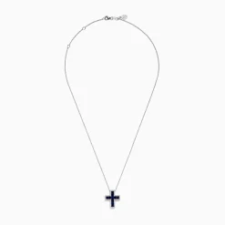 Effy Jewelry Royale Bleu 14K White Gold Sapphire and Diamond Cross Pendant | Necklaces & Pendants