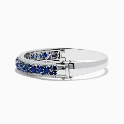 Effy Jewelry Royale Bleu 14K White Gold Blue Sapphire and Diamond Bangle | Bracelets