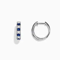 BH Multi Royale Bleu 14K White Gold Sapphire and Diamond Hoop Earrings | Earrings