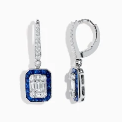 Effy Jewelry Royale Bleu 14K White Gold Diamond and Sapphire Drop Earrings | Earrings